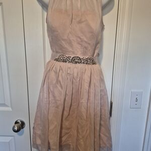 Adrianna Papell Blush Pink Beaded Waist Cocktail Dress